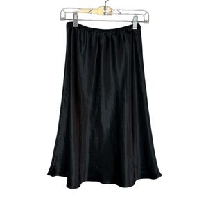 Sabrina By Mervyn's Vtg Black Midi A-Line Slip Skirt Size Small